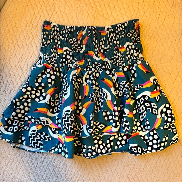FARM Rio x Anthropologie Stefania Mini Skirt, Blue Polka Dot Toucan,Small, EUC! - Picture 1 of 8